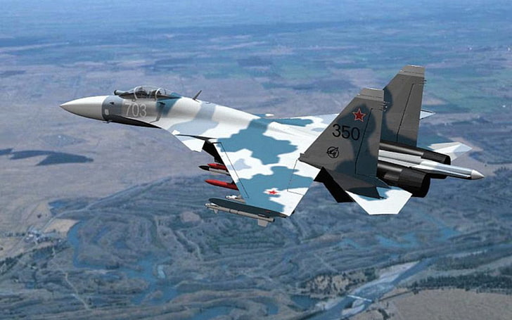 Jet Fighters, Sukhoi Su-27, Pesawat, Wallpaper HD