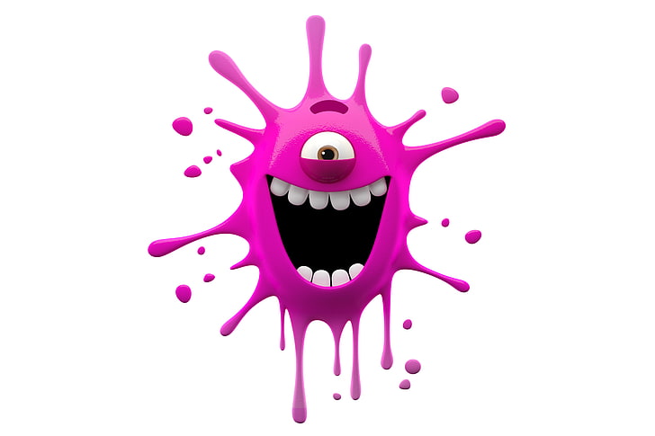 pink monkey clip art, character, monster, smile, paint, funny, cute, HD wallpaper