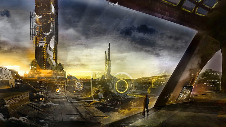 futuristic city game wallpaper, science fiction, digital art, HD wallpaper