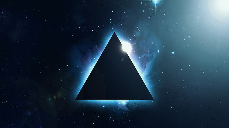 Ilustración del triángulo negro, bashar, essassani, símbolos, triángulo, espacio, arte espacial, arte digital, Fondo de pantalla HD