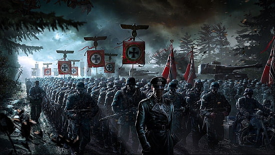 esercito, Fronte nemico, tedesco, MG42, MP 40, nazista, Reichsadler, soldato, Tiger I, videogiochi, arma, Wehrmacht, Sfondo HD HD wallpaper