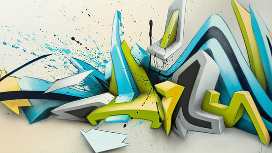 3d, abstrakt, Daim, graffiti, HD tapet HD wallpaper