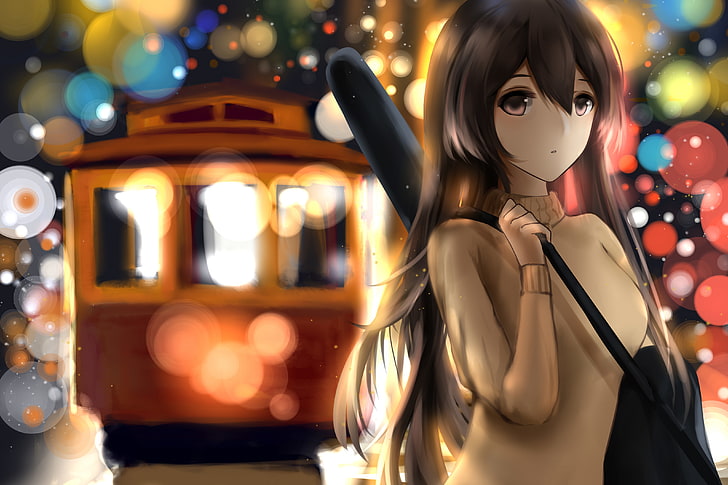 Girls Avenue, 88 Girl, anime girls, looking at viewer, night, colorful, sweater, long hair, HD wallpaper
