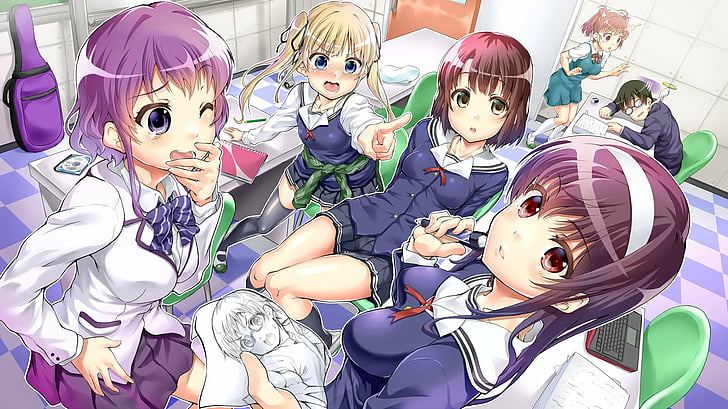Anime, Saekano: How to Raise a Boring Girlfriend, Eriri Spencer Sawamura, Izumi Hashima, Megumi Katō, Michiru Hyoudou, Tomoya Aki, Utaha Kasumigaoka, HD wallpaper