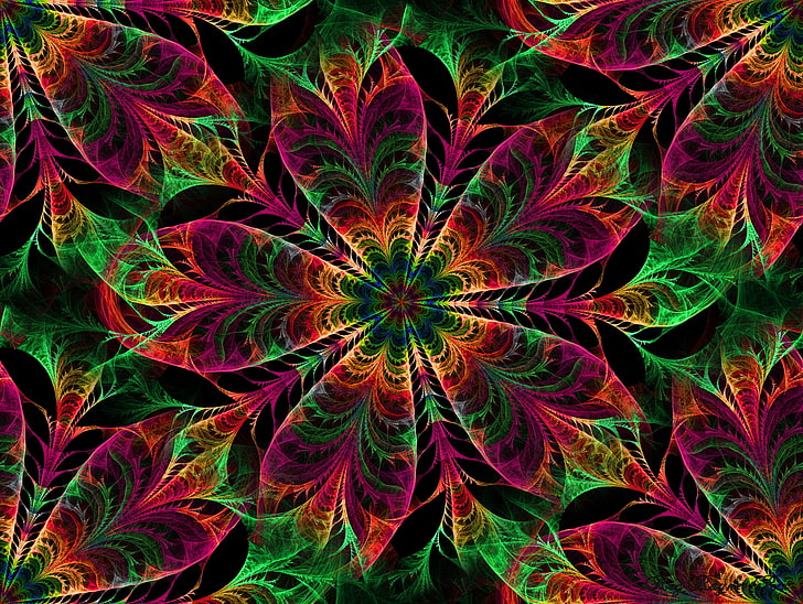 multicolored flower mandala wallpaper, kaleidoscope, patterns, colors, HD wallpaper