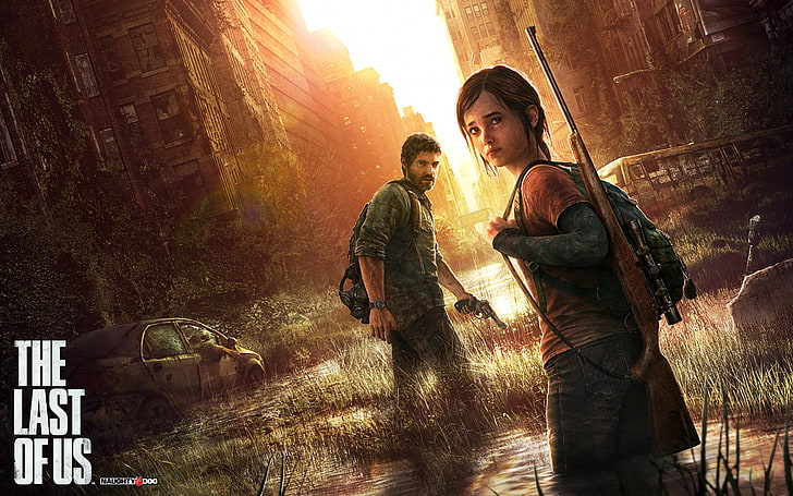 Тапет The Last of Us, град, оръжия, дом, опустошение, Ellie, пушка, оцелели, The Last of Us, Joel, Naughty Dog, PlayStation 3, Някои от нас, HD тапет