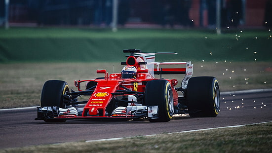Auto, Ferrari, Sport, rot, Formel 1, Rennen, Kimi Räikkönen Auch Wettbewerb, Funken, Kimi Räikkönen, HD-Hintergrundbild HD wallpaper