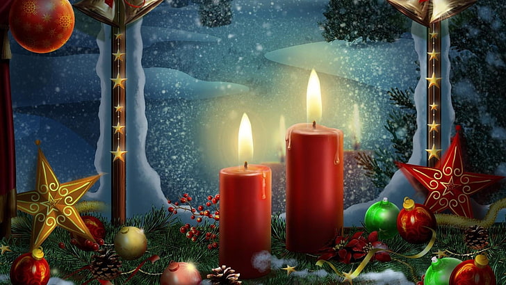 natale, decorazione natalizia, evento, candela, sfondo del computer, ornamento di natale, festività, natura morta, lume di candela, arredamento, Sfondo HD