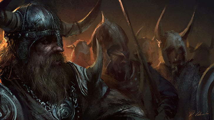 Vikings Drawing HD, fantasy, rysunek, wikingowie, Tapety HD