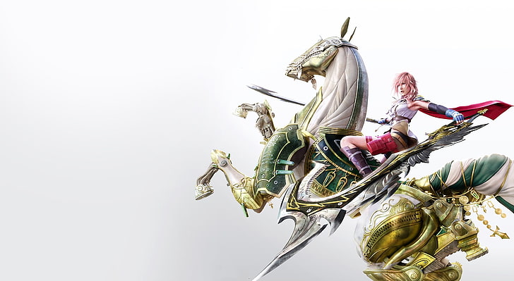 Final Fantasy XIII, Lightning, white horse, Games, Final Fantasy, Lightning, final fantasy xiii, HD wallpaper