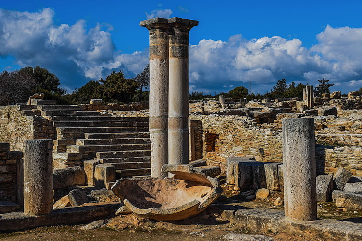 1st century ad, ancient, apollo hylates, archaeological, archeology, architecture, civilization, cyprus, excavations, greek, historic, history, mediterranean, remains, ruins, sanctuary, HD wallpaper