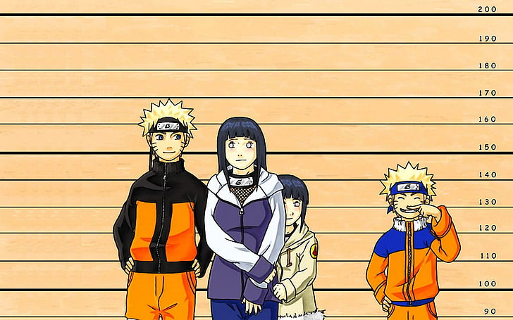 Naruto character illustration, naruto, hinata, growth, adults, children, HD wallpaper