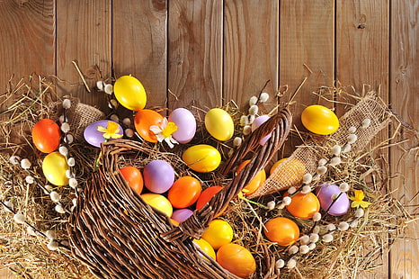 ovos, primavera, páscoa, feliz, madeira, verba, feriado, HD papel de parede HD wallpaper