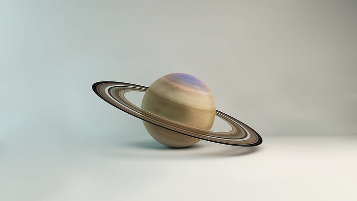 digital art, minimalism, planet, 3D, rings, simple background, planetary rings, HD wallpaper