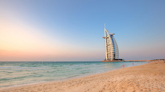 Dubai Building Hotel Ocean Beach HD, natura, oceano, spiaggia, costruzione, dubai, hotel, Sfondo HD HD wallpaper