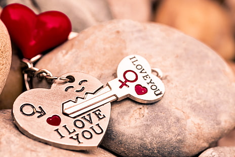 amore, cuore, chiave, rosso, portachiavi, romantico, ti amo, Sfondo HD HD wallpaper