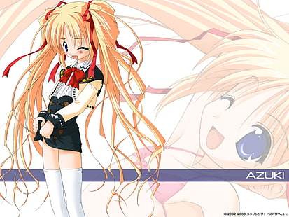 Ilustración de personaje de anime femenino de pelo amarillo, munekyun heart de koishiteru, niña, rubia, guiño, calcetines, Fondo de pantalla HD HD wallpaper
