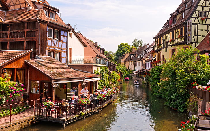 Colmar, Alsace, France, river, houses, Colmar, Alsace, France, River, Houses, HD wallpaper