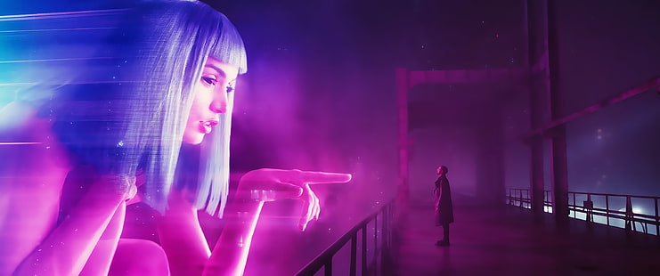 papel de parede digital de mulher de cabelos brancos, Blade Runner 2049, cyberpunk, filmes, Blade Runner, Joi, HD papel de parede HD wallpaper