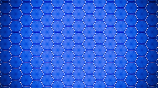 sarang lebah, biru, pola, biru listrik, bersih, segi enam, mesh, desain, Wallpaper HD HD wallpaper