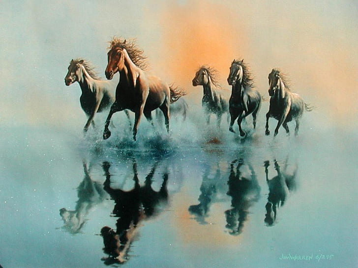 Art horse Against_the_Wind Animals Horses HD Art, art, mirror, lake, horse, HD  wallpaper | Wallpaperbetter