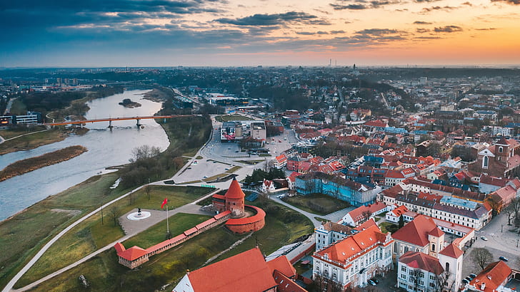 la città, Lituania, Kaunas, Sfondo HD