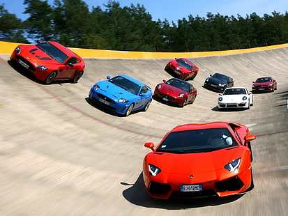 Słynny wyścig samochodowy wyścigowy, osiem samochodów sportowych, słynny, sportowy, samochód, wyścig, tor, Tapety HD HD wallpaper