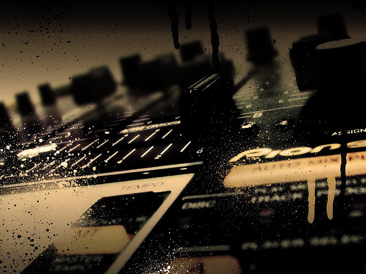 mixer audio Pioneer hitam, musik, latar belakang gelap, remote, equalizer, mixer, Wallpaper HD