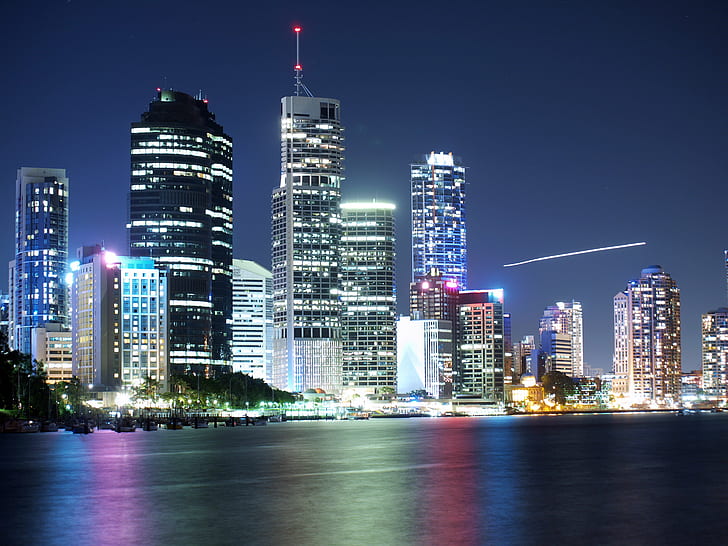 fotografia budynków miejskich, brisbane cbd, kangaroo point, brisbane cbd, kangaroo point, kolorowe, Brisbane CBD, Kangaroo Point, nocą, fotografia nocna, budynki, Brisbane City, rzeka, światła, kolorowe, noc, miejski Skyline, pejzaż miejski, wieżowiec , architektura, śródmieście Dzielnica, urbanistyczna Scena, miasto, zbudowany Konstrukcja, budynek Zewnątrz, słynne miejsce, wieża, Tapety HD