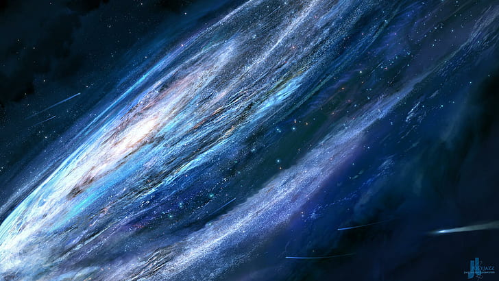 JoeyJazz, espaço, arte espacial, galáxia, estrelas, arte, arte digital, estrelas cadentes, joeyjazz, espaço, arte espacial, galáxia, estrelas, arte, arte digital, estrelas cadentes, 2560x1440, HD papel de parede