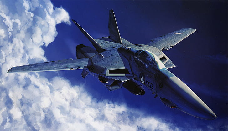 灰色のマクロスバルキリーイラスト デジタルアート ジェット戦闘機 メカ マクロス マクロスプラス Yf 19 Hdデスクトップの壁紙 Wallpaperbetter
