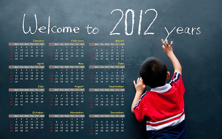 Bienvenue aux années 2012, bienvenue au calendrier des années 2012, Bienvenue, 2012, Année, Fond d'écran HD