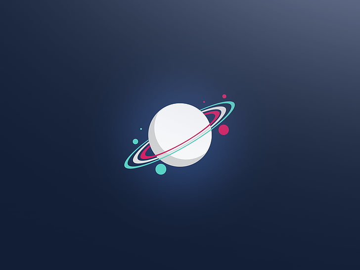 Icono de Saturno, minimalismo, planeta, azul, brillante, fondo simple, arte digital, Fondo de pantalla HD