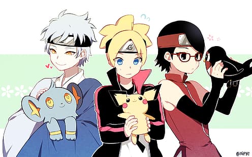  Boruto: Naruto Next Generations, Uzumaki Boruto, mitsuki, Uchiha Sarada, Pokémon, HD wallpaper HD wallpaper