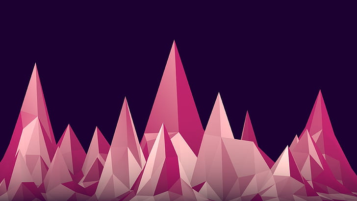 pink, peaks, mountains, low poly art, low poly, minimalist, minimal art, minimalistic, minimal, 3d, digital art, abstract art, HD wallpaper