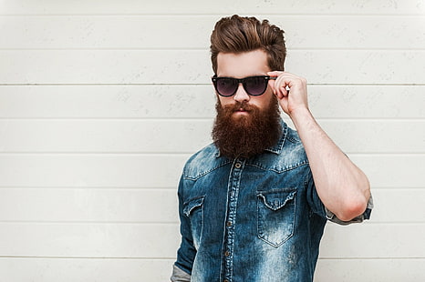 Uomo, modello, barba, uomo, occhiali da sole, Sfondo HD HD wallpaper