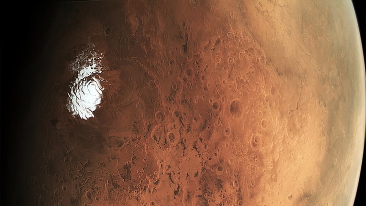 illustration de l'espace extra-atmosphérique, Mars, espace, ESA, satellite, pôle nord, art spatial, Fond d'écran HD