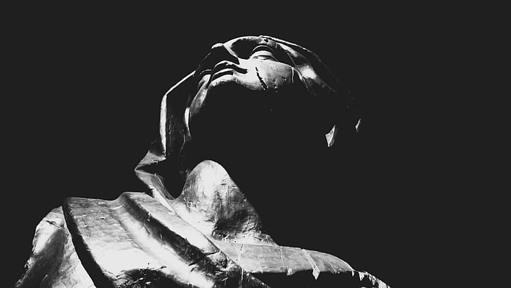 скулптура, монохромен, статуя, тъмно, HD тапет