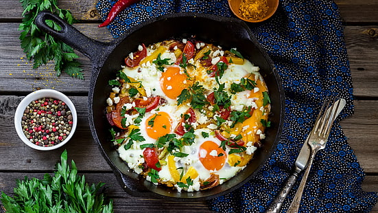 блюдо, еда, жареное яйцо, завтрак, поздний завтрак, HD обои HD wallpaper