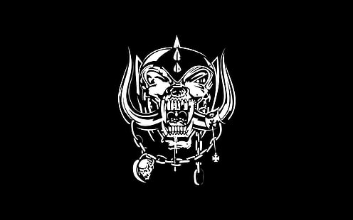 Motorhead Heavy Metal Hard Rock Dark Skull Skulls High Quality Picture, white and black skull and horn print, music, dark, hard, heavy, high, metal, motorhead, picture, quality, rock, skull, skulls, HD wallpaper HD wallpaper