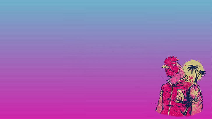 Hotline Miami Pink Rooster HD, video games, pink, miami, hotline, rooster, HD wallpaper