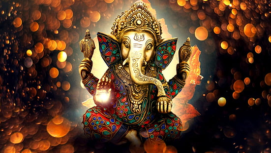 mångfärgad Ganesha Gud illustration, Lord Ganesha, Vinayaka, Ganapati, Staty, Idol, HD, HD tapet HD wallpaper