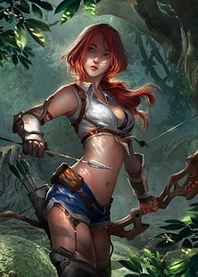 weibliche Anime-Figur, Fantasy-Kunst, Bogenschütze, HD-Hintergrundbild HD wallpaper