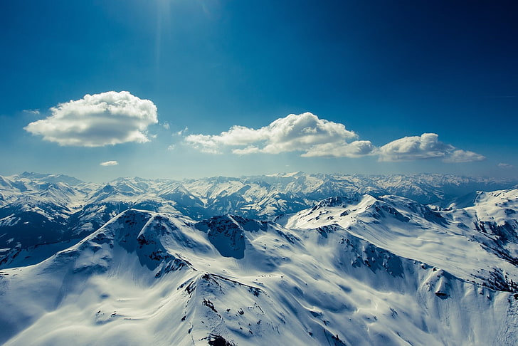 nature, clouds, snow, mountains, HD wallpaper