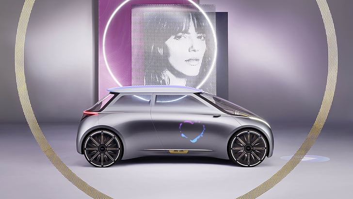 Mini Vision Next 100, samochody przyszłości, futuryzm, kolor srebrny, Tapety HD