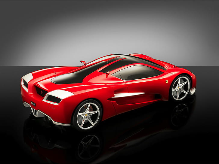 Ferrari Concept Red and White, ferrari, concepts, cars, HD wallpaper