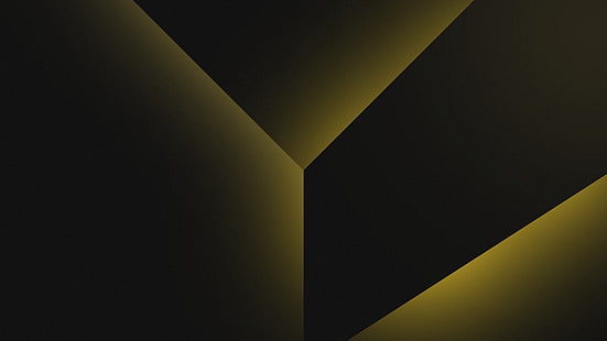 Geometryczne, kształty, ciemne tło, czarne, żółte, gradientowe, HD, 4K, Tapety HD HD wallpaper