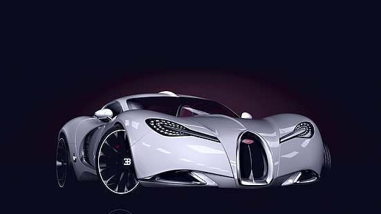 srebrne coupe Bugatti Chiron, Bugatti, grafika koncepcyjna, samochód, białe samochody, Veneno, pojazd, Tapety HD HD wallpaper