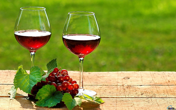 wine, drink, alcohol, grapes, food, leaves, HD wallpaper