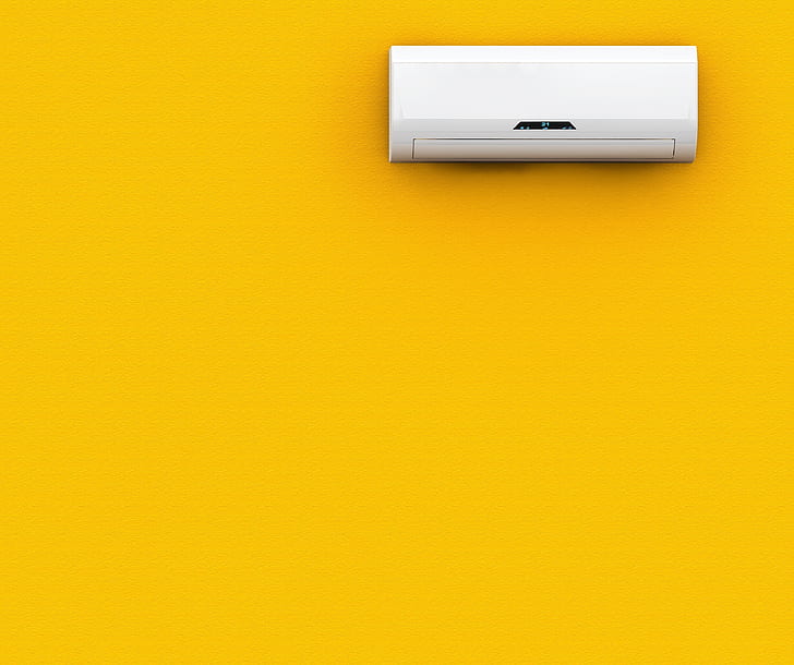 parede, amarela, ar condicionado, HD papel de parede